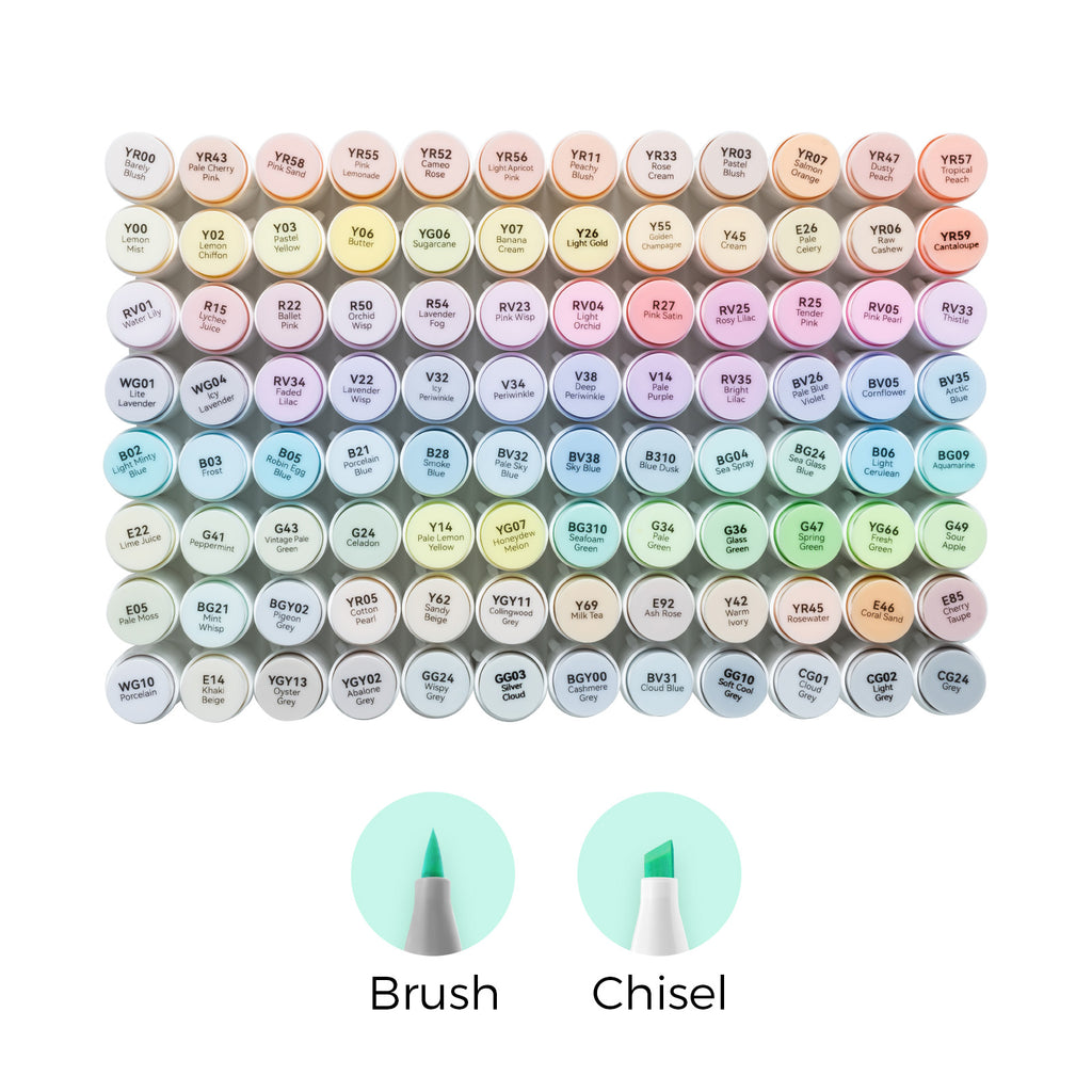 Ohuhu Honolulu 96 Pastel Colors Alcohol Art Markers - Sweetness & Blossoming (New Color Codes) | Ohuhu Trusted