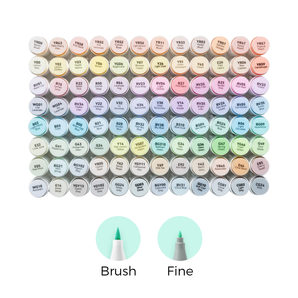 Ohuhu Honolulu 96 Pastel Colors Alcohol Art Markers - Sweetness & Blossoming (New Color Codes) | Ohuhu Trusted