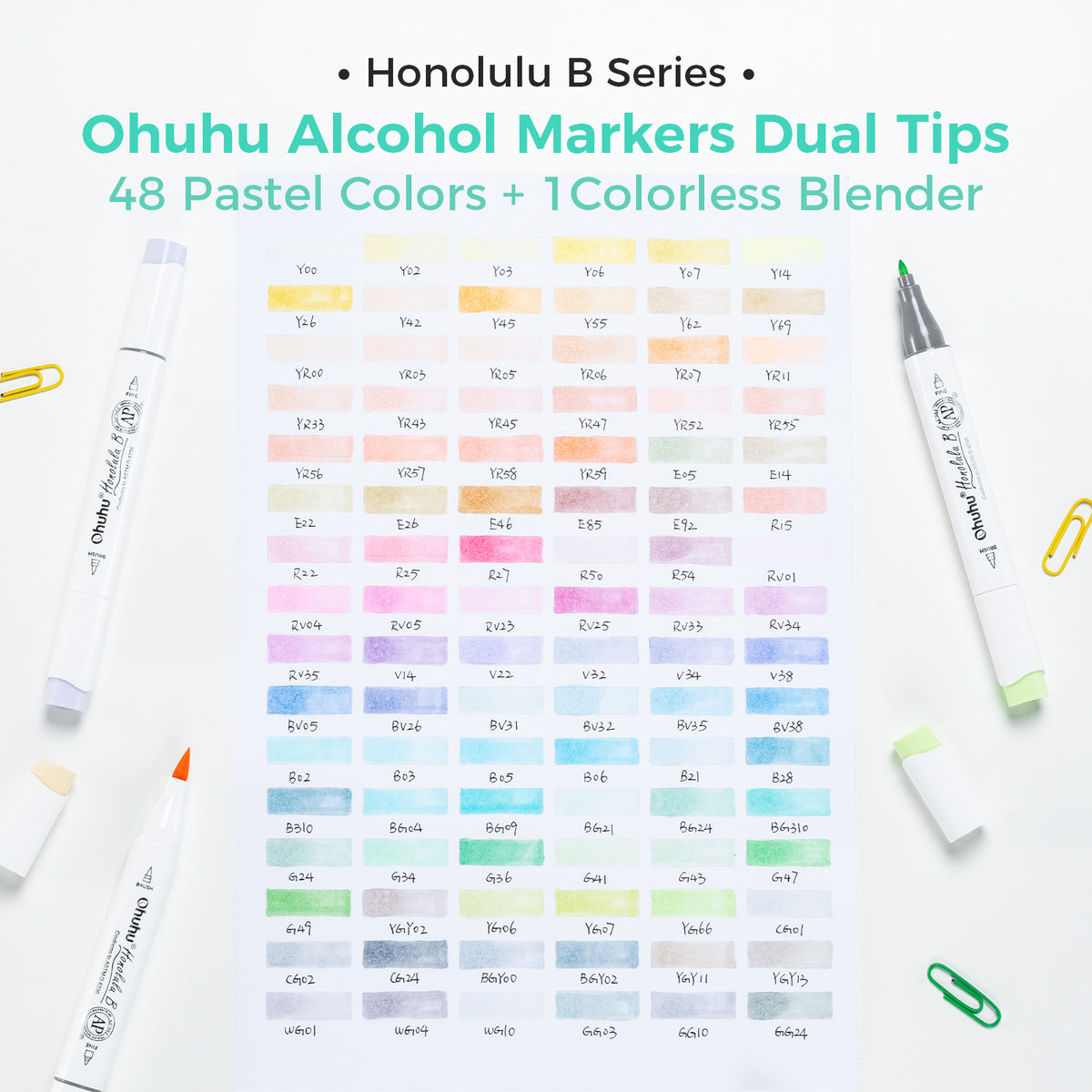 Ohuhu Honolulu 96 Pastel Colors Alcohol Art Markers - Sweetness & Blossoming (New Color Codes) | Ohuhu Trusted