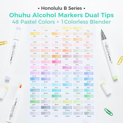 Ohuhu Honolulu 96 Pastel Colors Alcohol Art Markers - Sweetness & Blossoming (New Color Codes) | Ohuhu Trusted
