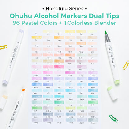 Ohuhu Honolulu 96 Pastel Colors Alcohol Art Markers - Sweetness & Blossoming (New Color Codes) | Ohuhu Trusted