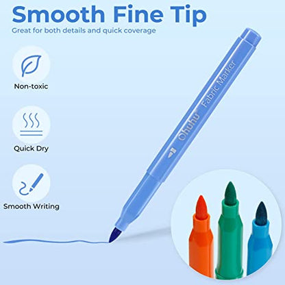 Ohuhu Fabric 30 Color Markers Permanent for Clothes | Ohuhu Trending