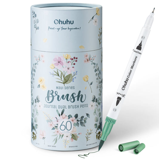 Ohuhu Maui 60 Colors Dual Tips Water Based Art Markers, Brush & Fineliner | Ohuhu New
