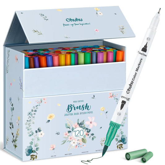 Ohuhu Maui 120 Colors Dual Tips Water Based Art Markers, Brush & Fineliner | Ohuhu Top Pick