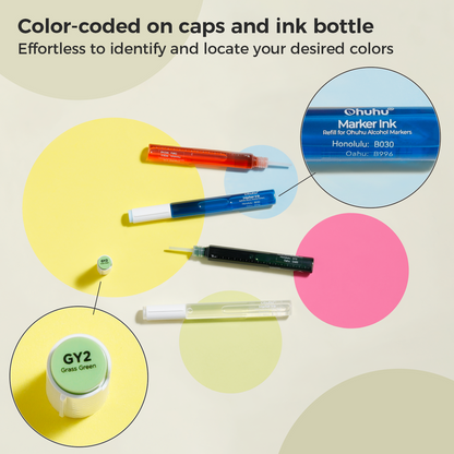 Ohuhu Marker Ink YR33 / R196 / R19 Refill for Alcohol marker | Ohuhu Great Value
