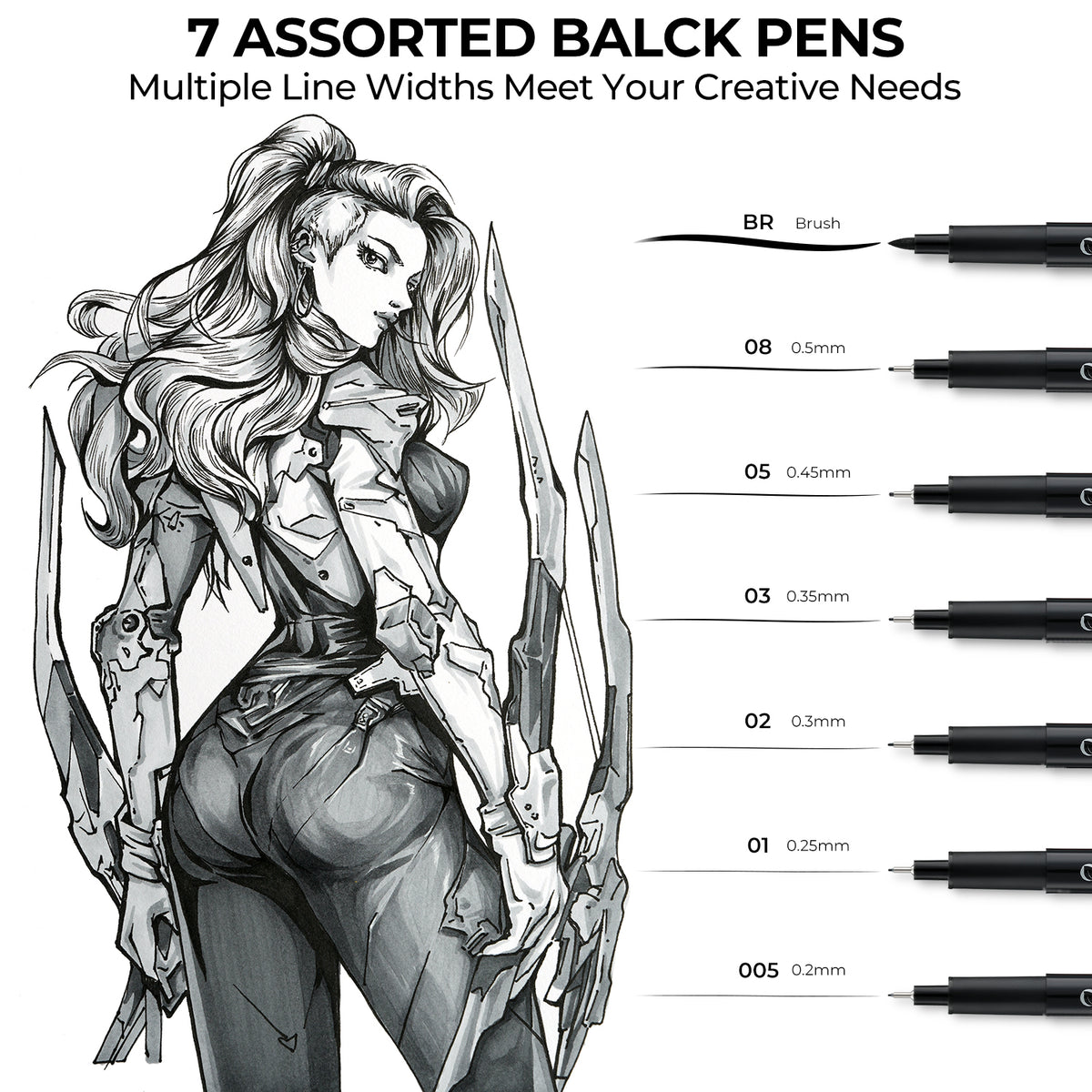 Ohuhu Hana Highway Fineliner Drawing Pens,18 Pack | Ohuhu Premium