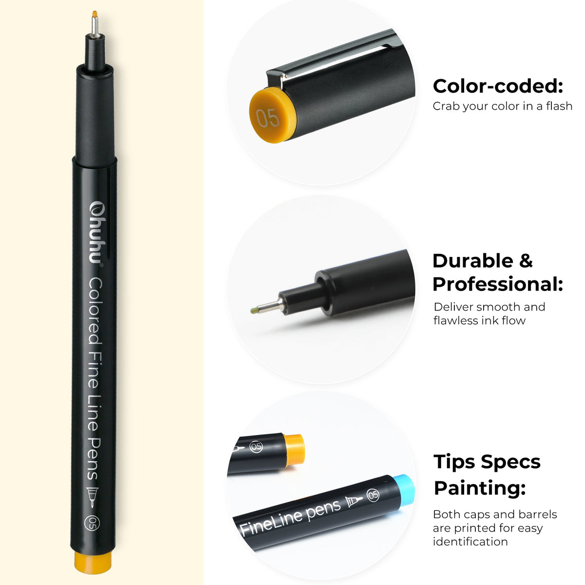 Ohuhu Hana Highway Fineliner Drawing Pens,18 Pack | Ohuhu Premium