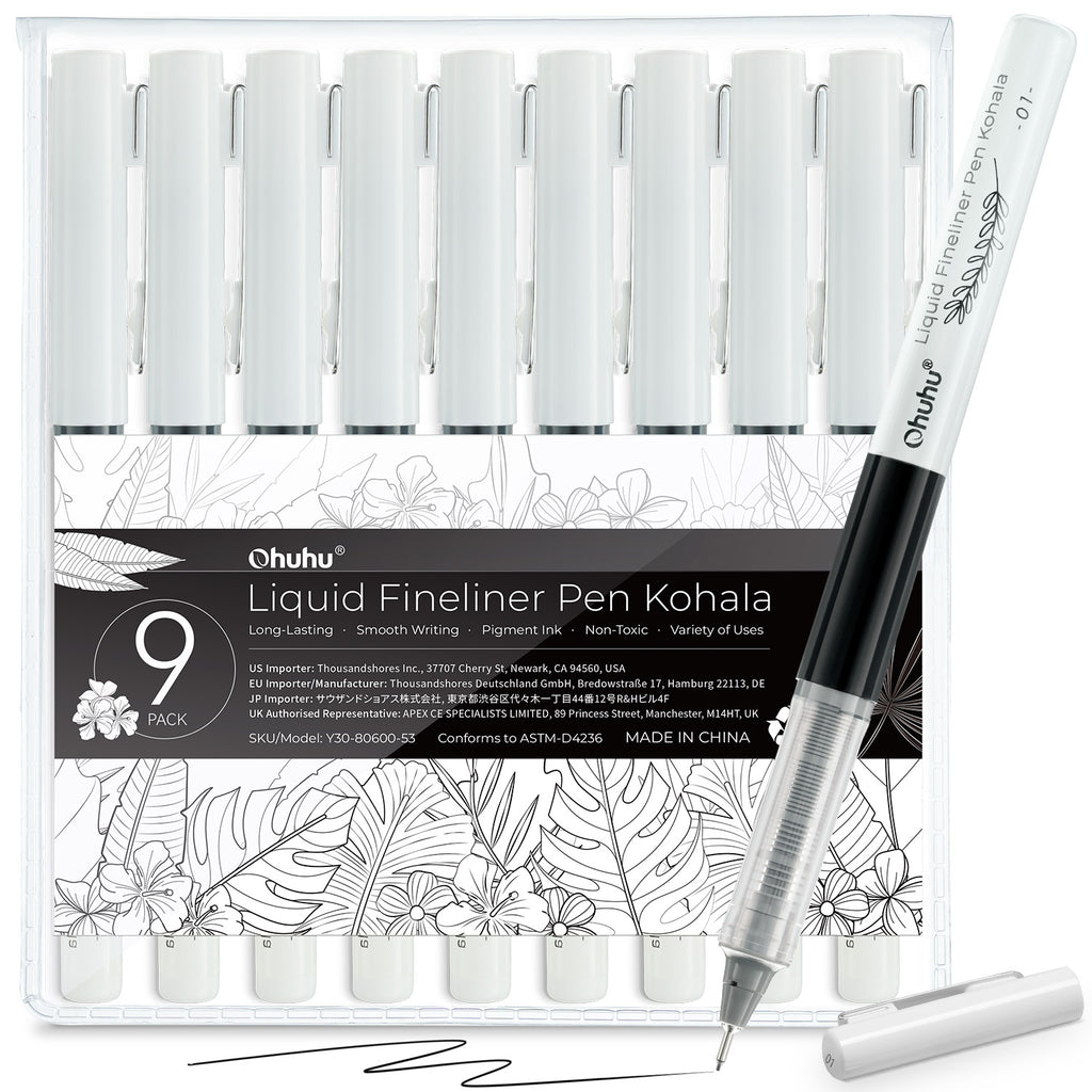 Ohuhu Kohala Liquid Fineliner Drawing Pens,9 Pack | Ohuhu Popular