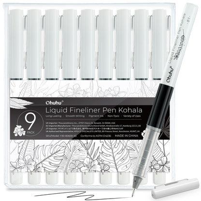 Ohuhu Kohala Liquid Fineliner Drawing Pens,9 Pack | Ohuhu Popular