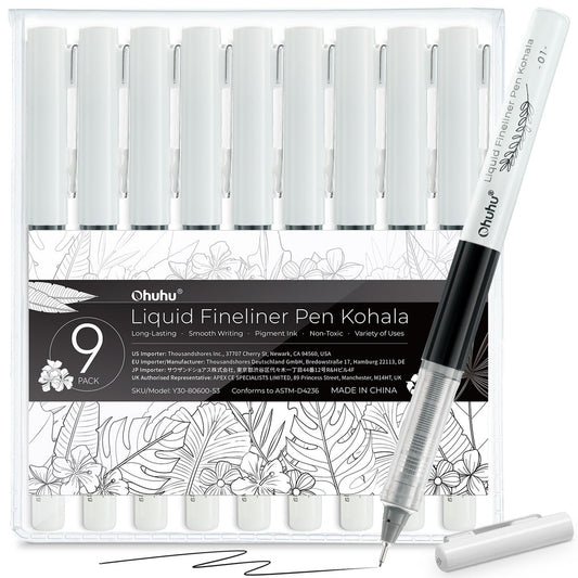 Ohuhu Kohala Liquid Fineliner Drawing Pens,9 Pack | Ohuhu Popular