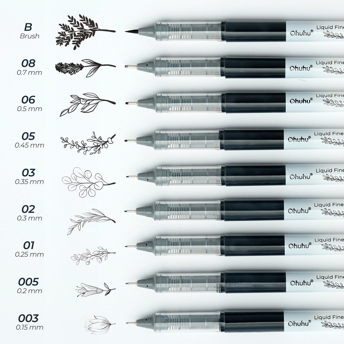 Ohuhu Kohala Liquid Fineliner Drawing Pens,9 Pack | Ohuhu Popular