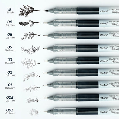 Ohuhu Kohala Liquid Fineliner Drawing Pens,9 Pack | Ohuhu Popular