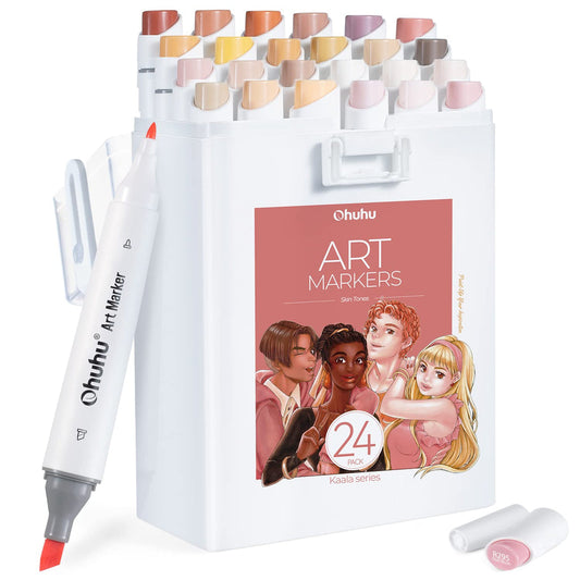 Ohuhu Kaala  Slim Broad and Fine Dual Tips Alcohol Art Markers-24 Color Skin Tone | Ohuhu Sale