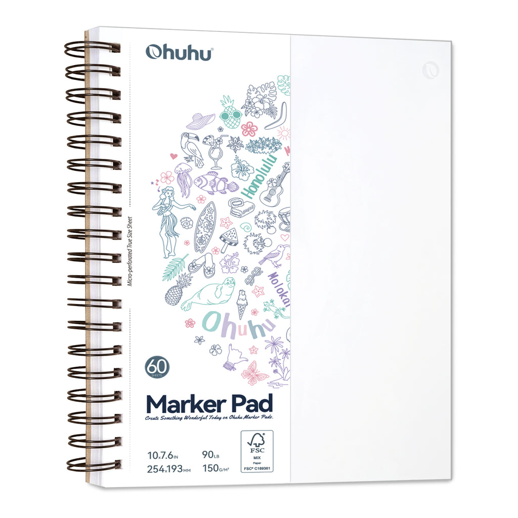 Ohuhu Bleedproof Double-Sided Marker Pad, Spiral-Bound | Ohuhu Customer Favorite