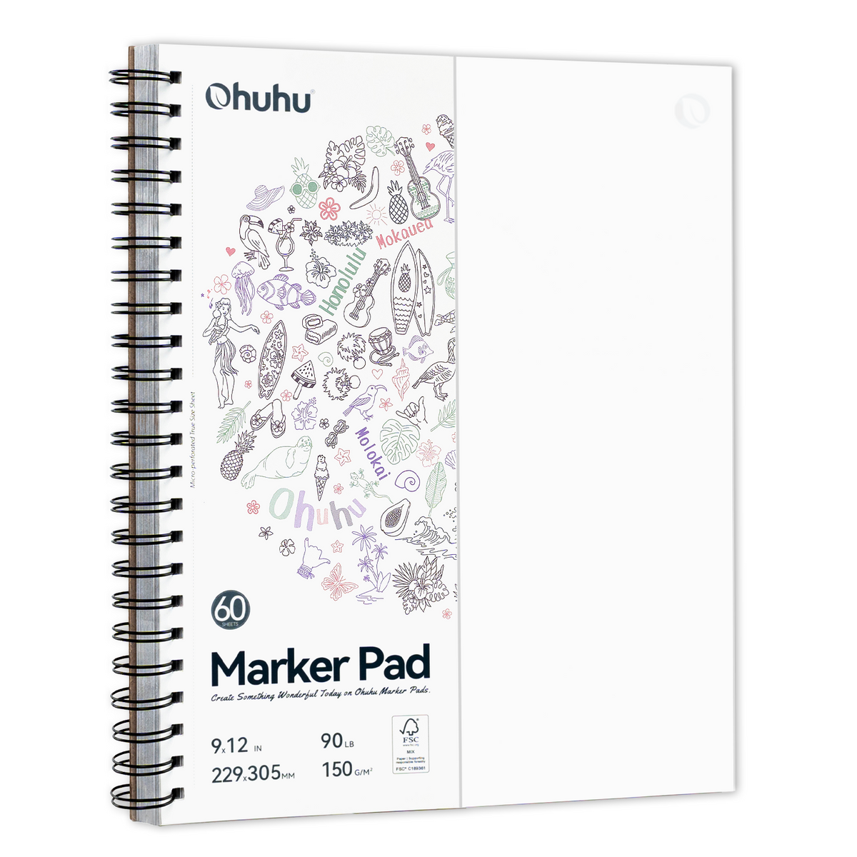 Ohuhu Bleedproof Double-Sided Marker Pad, Spiral-Bound | Ohuhu Customer Favorite