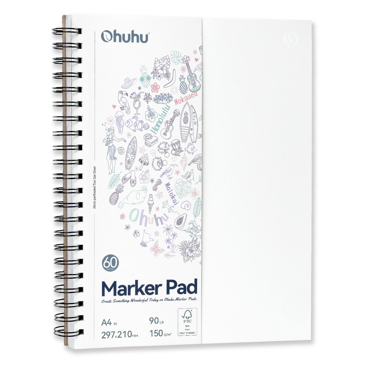 Ohuhu Bleedproof Double-Sided Marker Pad, Spiral-Bound | Ohuhu Customer Favorite