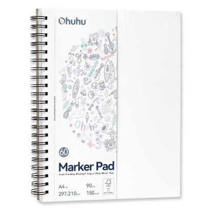 Ohuhu Bleedproof Double-Sided Marker Pad, Spiral-Bound | Ohuhu Customer Favorite