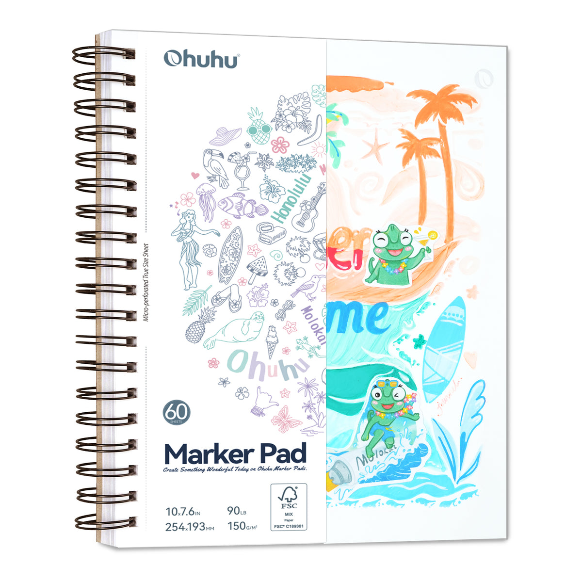 Ohuhu Bleedproof Double-Sided Marker Pad, Spiral-Bound | Ohuhu Customer Favorite