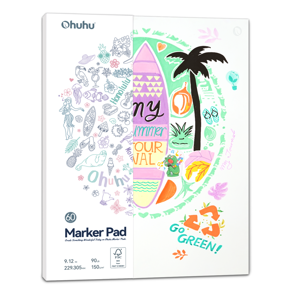 Ohuhu Bleedproof Double-Sided Marker Pad, Glue-Bound | Ohuhu Value