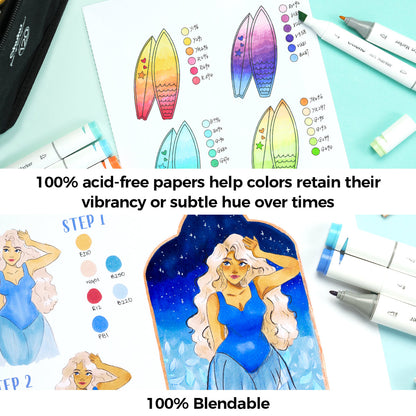 Ohuhu Bleedproof Double-Sided Marker Pad, Glue-Bound | Ohuhu Value
