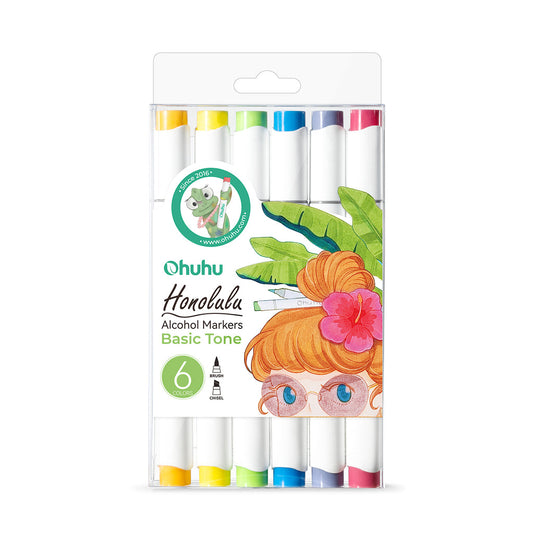 Ohuhu Honolulu 6 Colors Dual Tips Alcohol Art Markers (New Color Codes) | Ohuhu Trusted