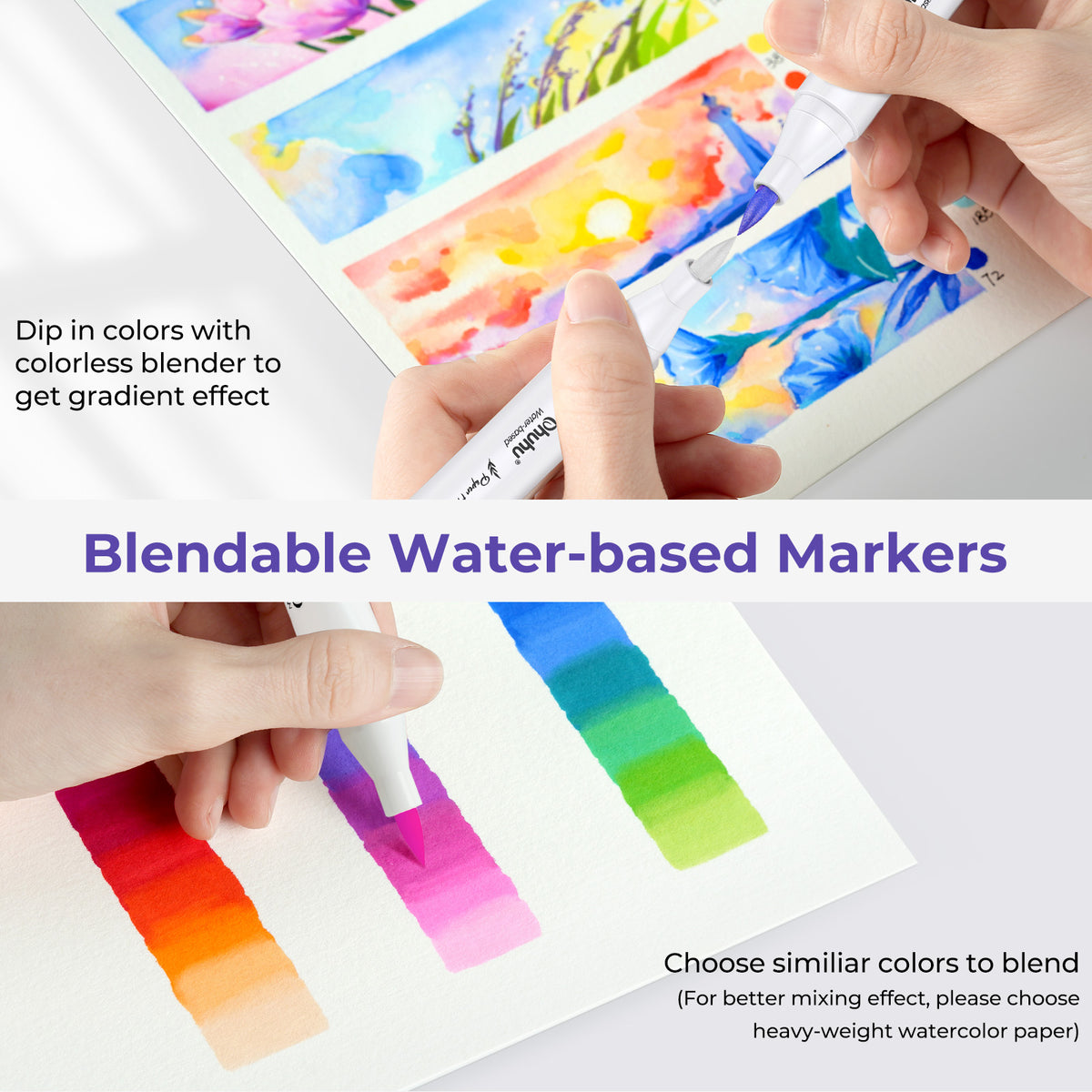 Ohuhu Paper-friendly (No Peeling) Markers Water-based 60 Colors | Ohuhu Signature